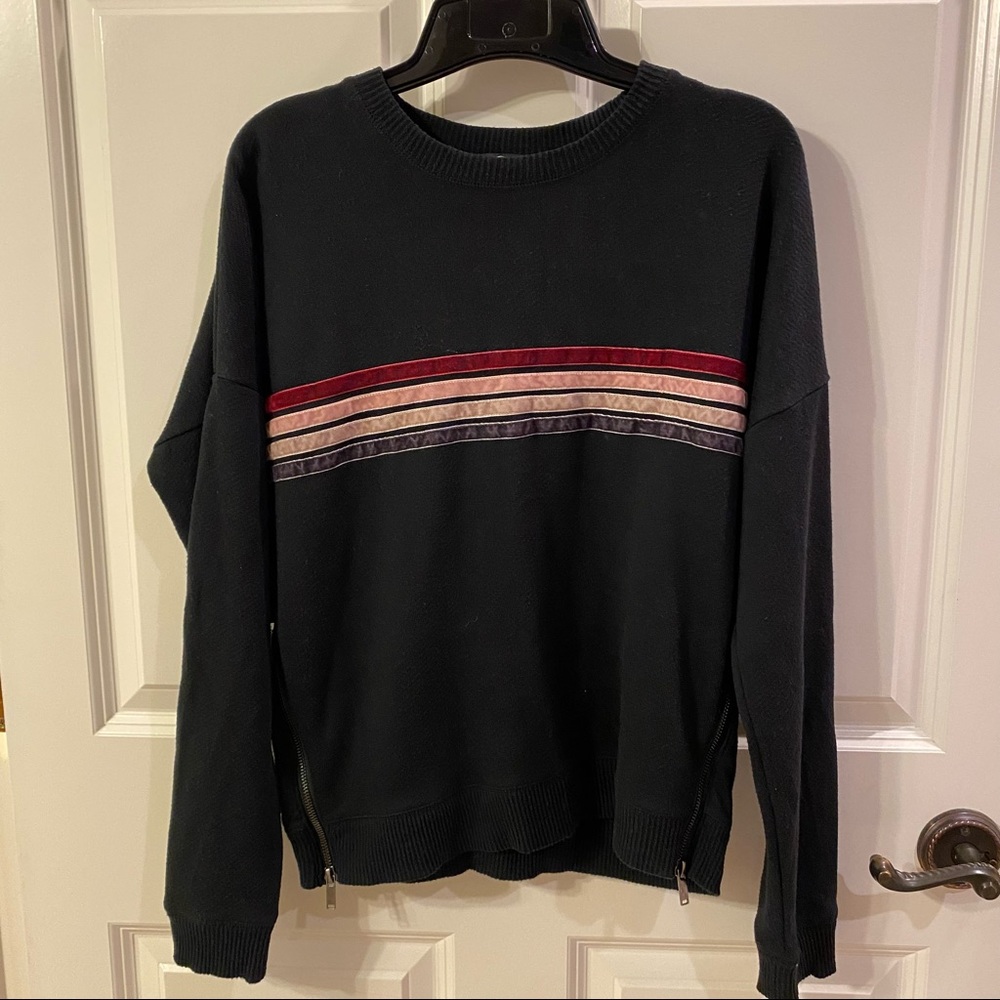 Rails black four-stripe knit set
